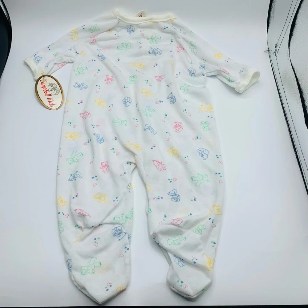 Vintage 1989 Campbell Kids Teddy Bears Footie Pajamas Small to 11lbs